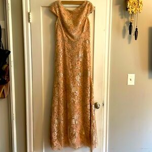 Vera Wang formal pink rose lace with gold/sliver detail size 6